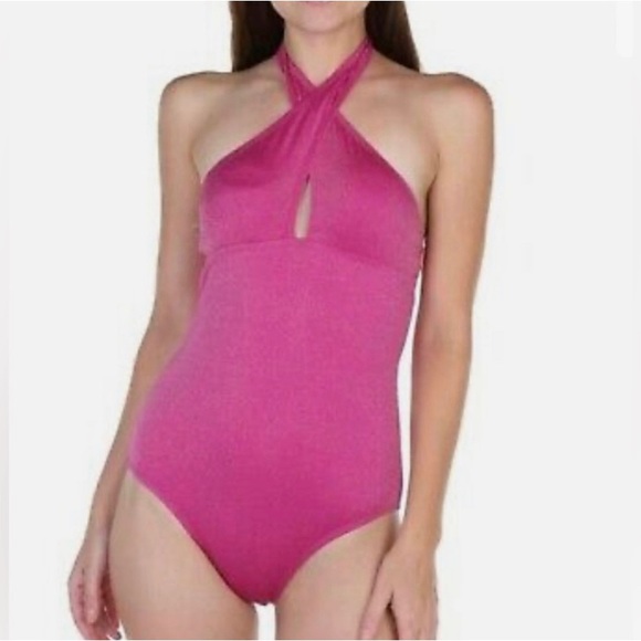 Jones New York | metallic Magenta shimmer Swim One Piece - Picture 1 of 10